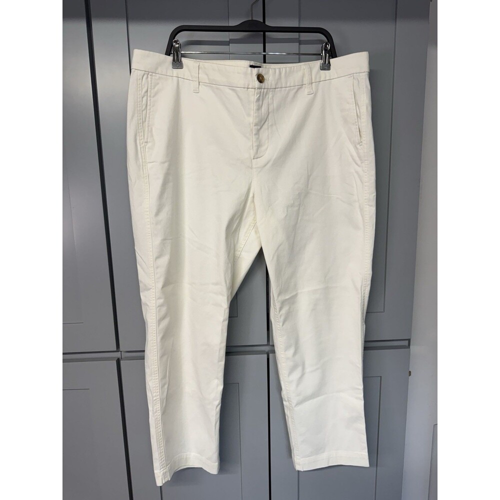 J.Crew White High-Rise Girlfriend Chino Pants Size 18 AD156 Cotton Blend New